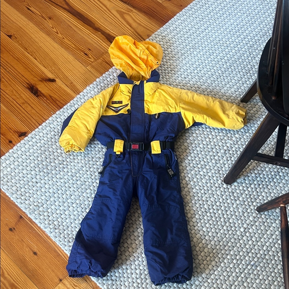 Kids Obermyer  Yellow & Navy One-Piece Snow Suit